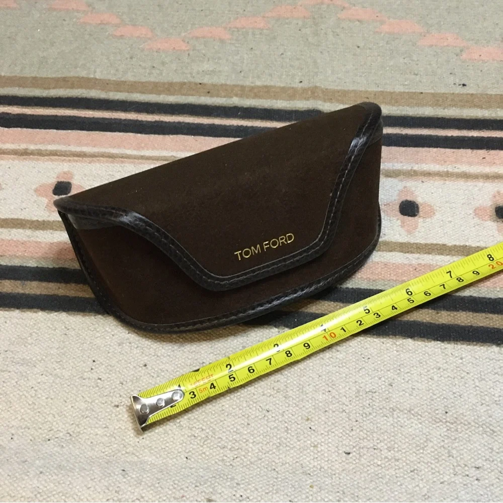 Tom Ford Brown faux suede large eyeglass sunglasses case with shag new